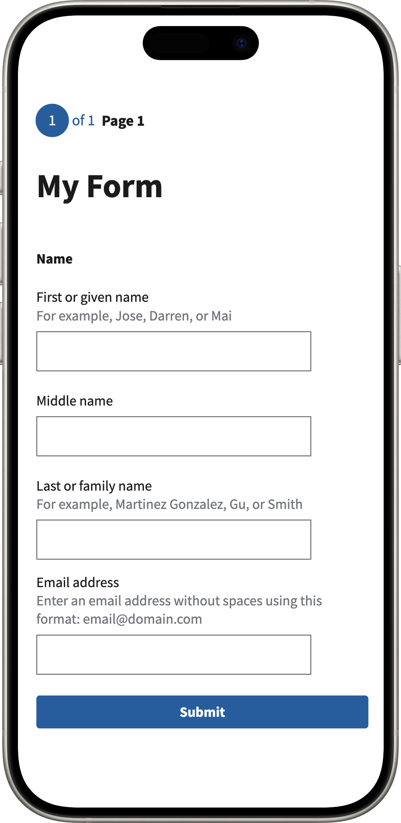 Phone with slick form example